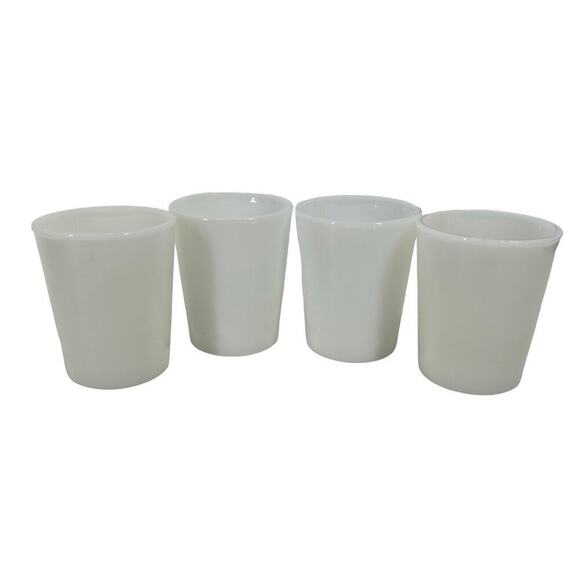 Vintage Set of 4 Milk Glass Drinking Cups White Translucent - Picture 1 of 6